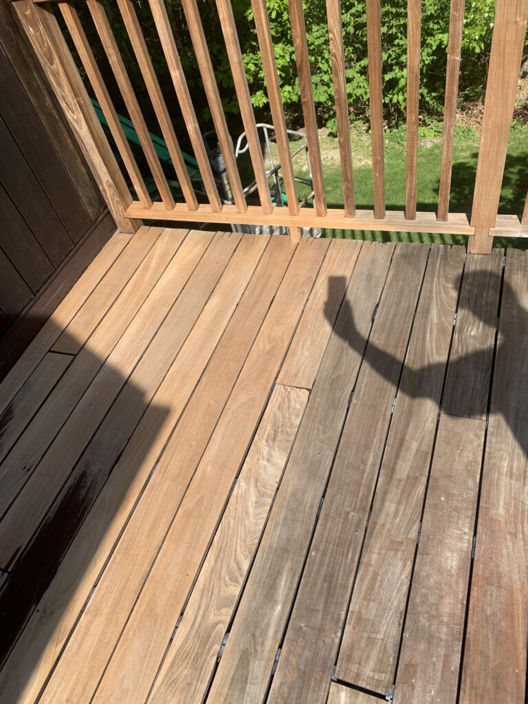 Professional deck installation in Hermon with new composite decking and railing